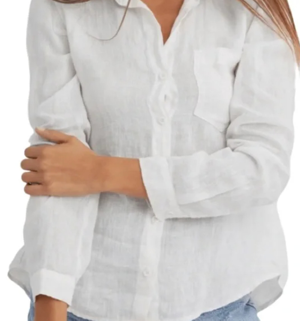 UNTUCKit Linen Cotton Buttondown Shirt White Size 0 NEW